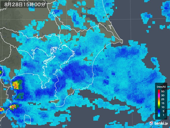 千葉県の雨雲レーダー(2019年08月28日)