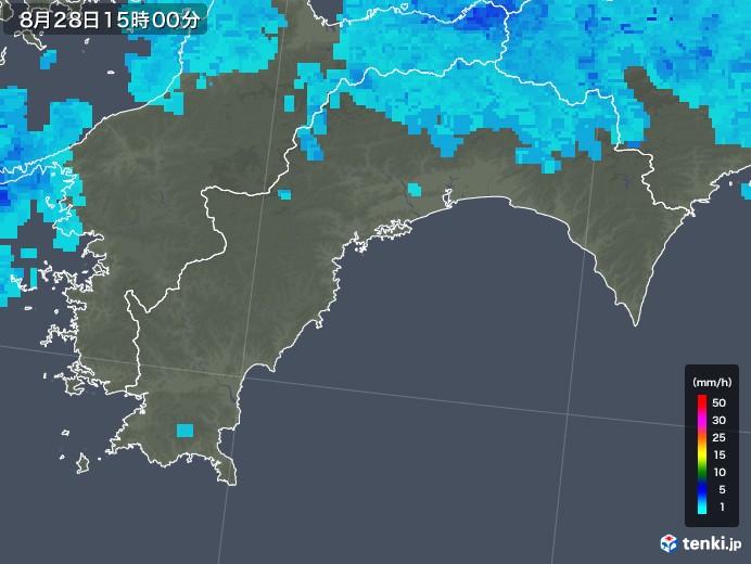 高知県の雨雲レーダー(2019年08月28日)