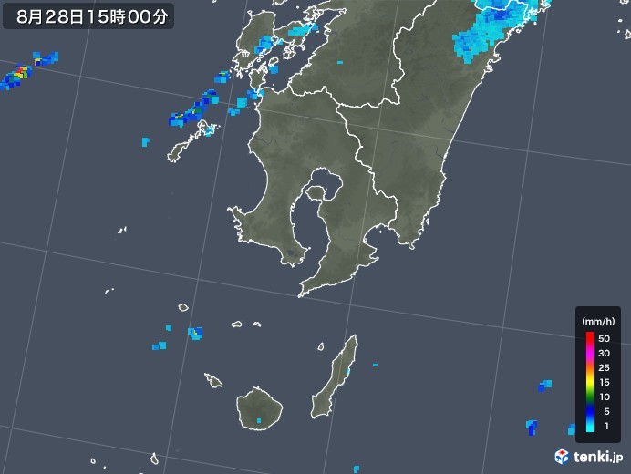 鹿児島県の雨雲レーダー(2019年08月28日)