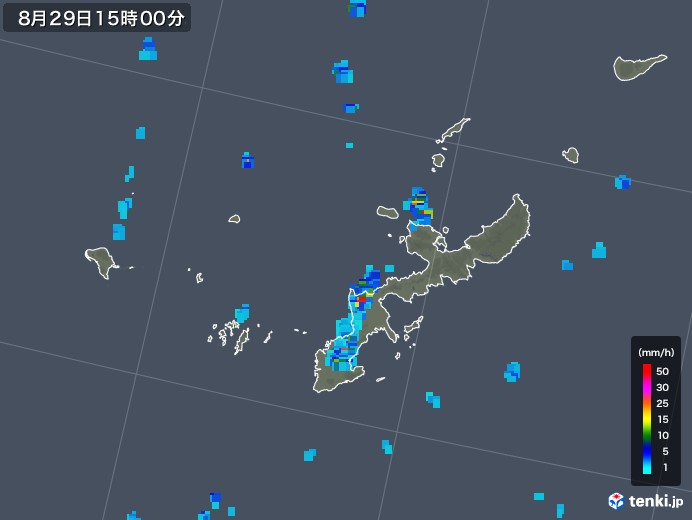 沖縄県の雨雲レーダー(2019年08月29日)