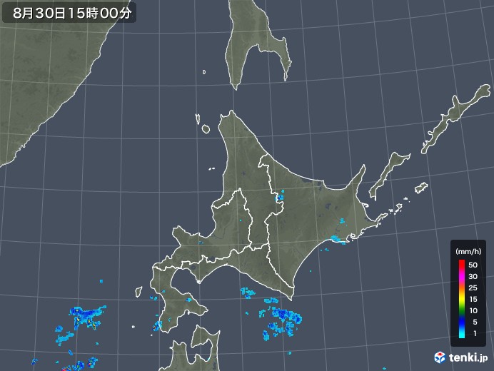 北海道地方の雨雲レーダー(2019年08月30日)