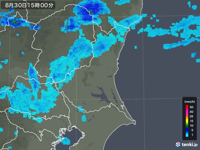 茨城県の雨雲レーダー(2019年08月30日)