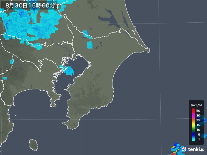 千葉県の雨雲レーダー(2019年08月30日)