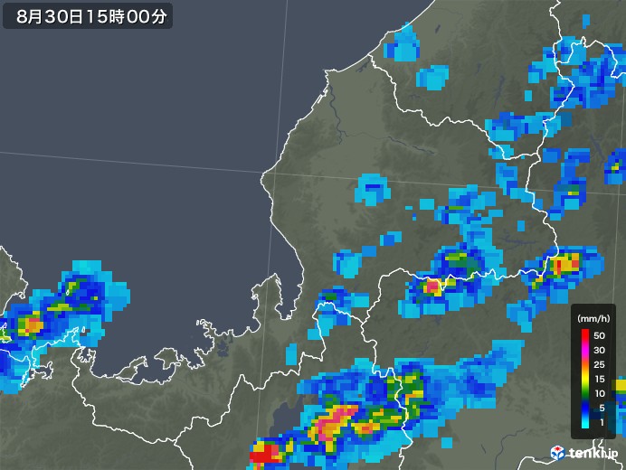 福井県の雨雲レーダー(2019年08月30日)