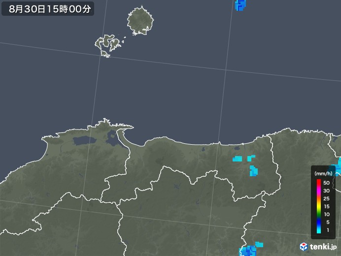 鳥取県の雨雲レーダー(2019年08月30日)