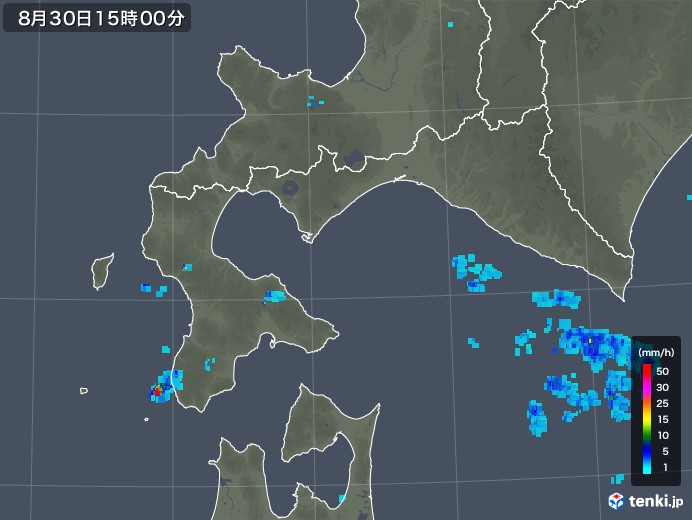 道南の雨雲レーダー(2019年08月30日)