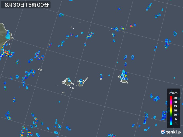 宮古・石垣・与那国(沖縄県)の雨雲レーダー(2019年08月30日)