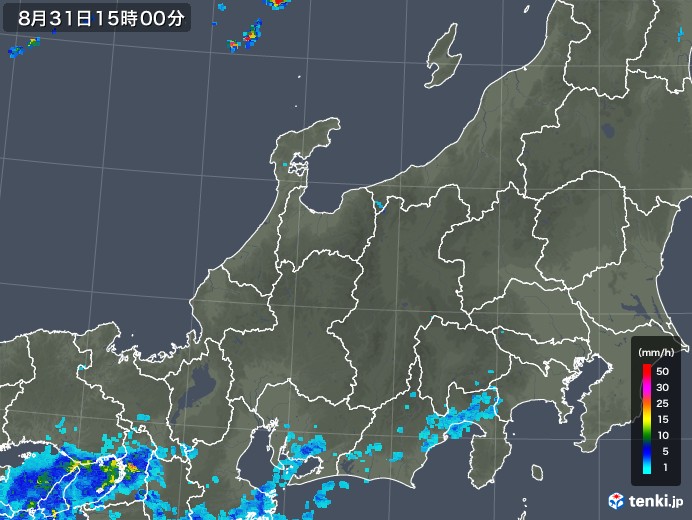 北陸地方の雨雲レーダー(2019年08月31日)