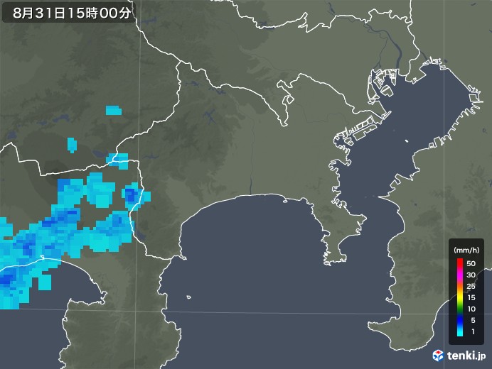 神奈川県の雨雲レーダー(2019年08月31日)