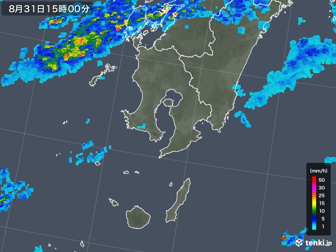 鹿児島県の雨雲レーダー(2019年08月31日)