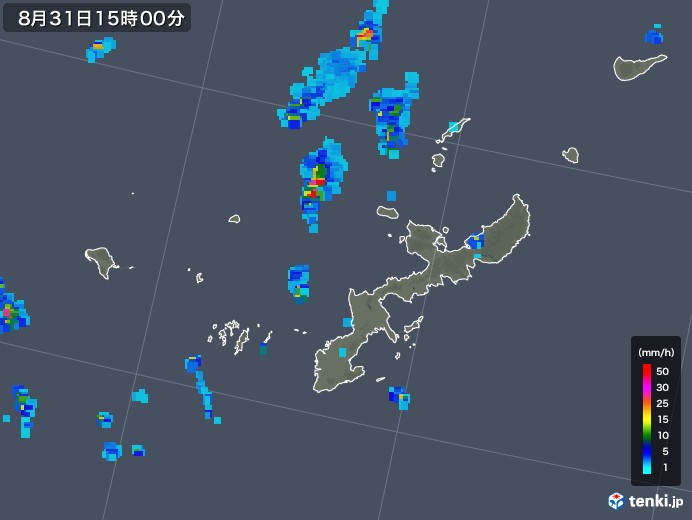 沖縄県の雨雲レーダー(2019年08月31日)
