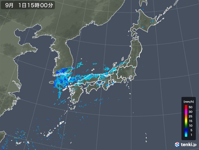 雨雲レーダー(2019年09月01日)