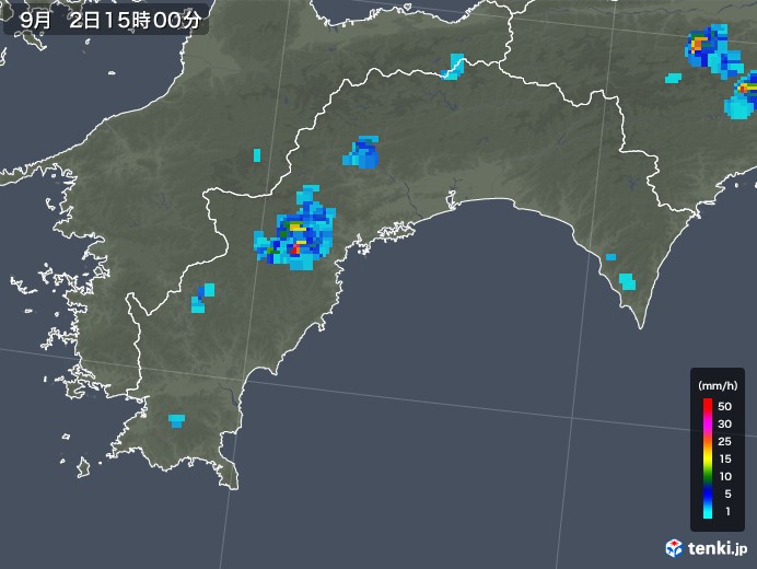 高知県の雨雲レーダー(2019年09月02日)