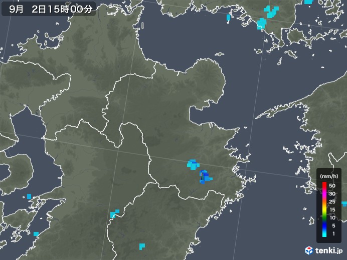 大分県の雨雲レーダー(2019年09月02日)