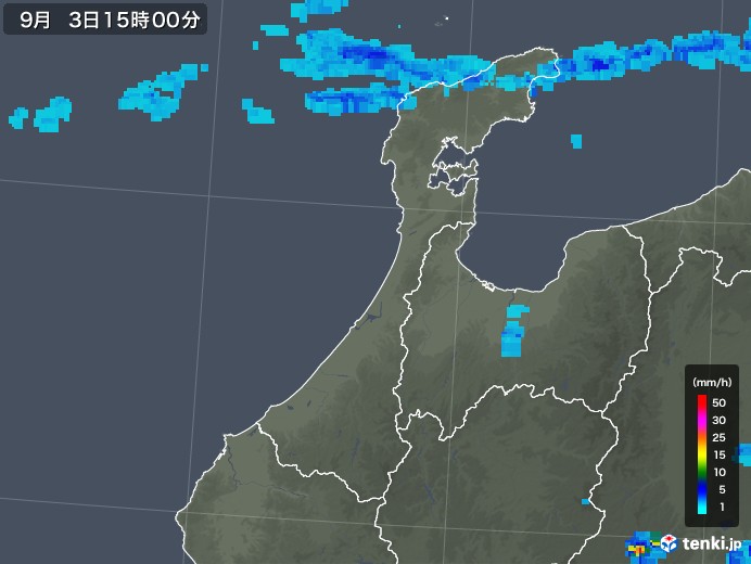 石川県の雨雲レーダー(2019年09月03日)
