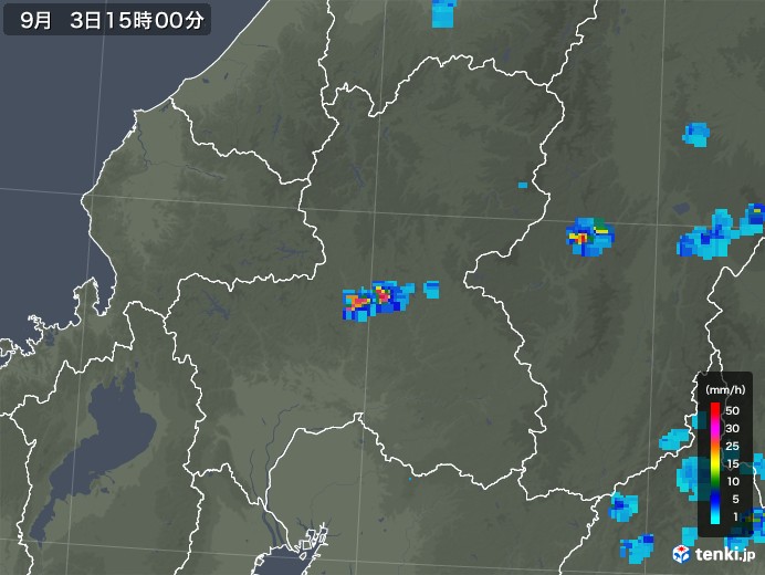 岐阜県の雨雲レーダー(2019年09月03日)