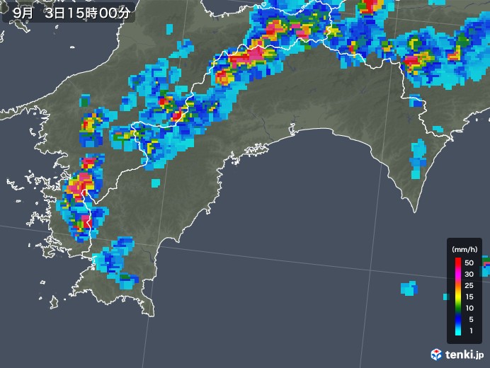 高知県の雨雲レーダー(2019年09月03日)