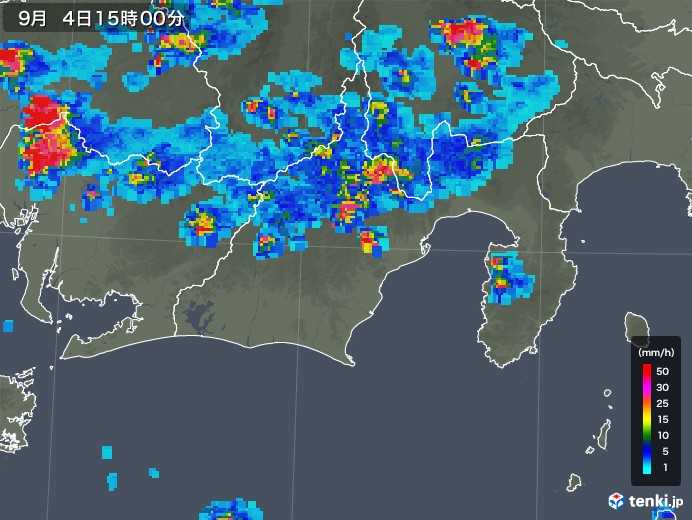 静岡県の雨雲レーダー(2019年09月04日)