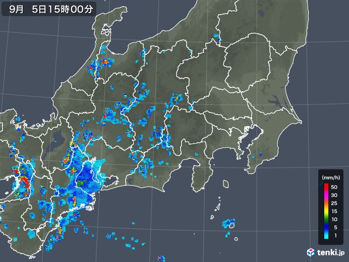 関東・甲信地方の雨雲レーダー(2019年09月05日)