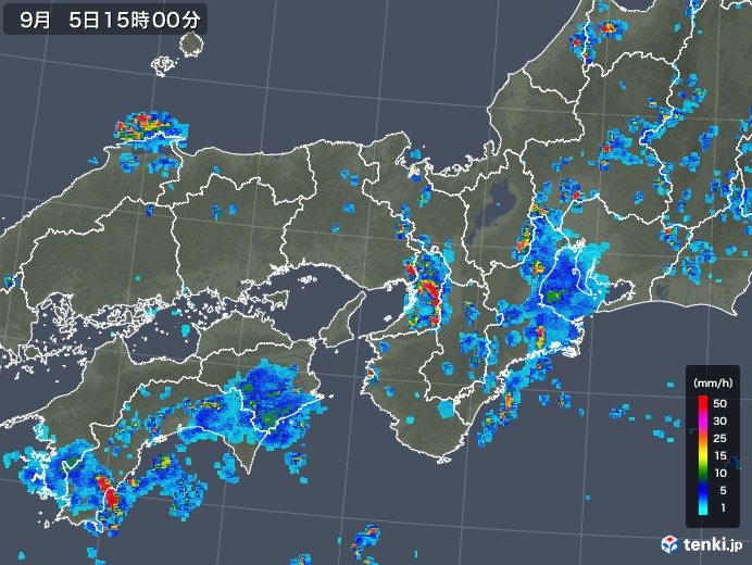 近畿地方の雨雲レーダー(2019年09月05日)