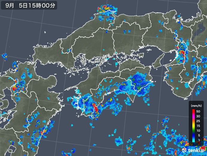 四国地方の雨雲レーダー(2019年09月05日)
