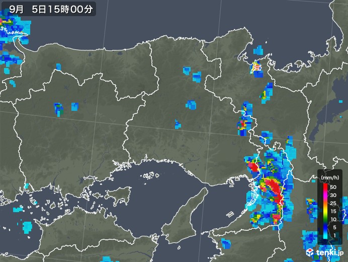 兵庫県の雨雲レーダー(2019年09月05日)