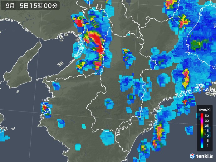 奈良県の雨雲レーダー(2019年09月05日)