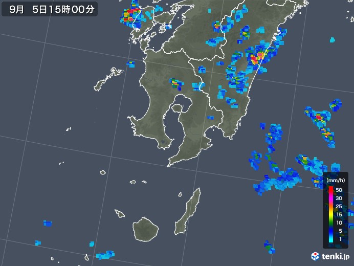 鹿児島県の雨雲レーダー(2019年09月05日)