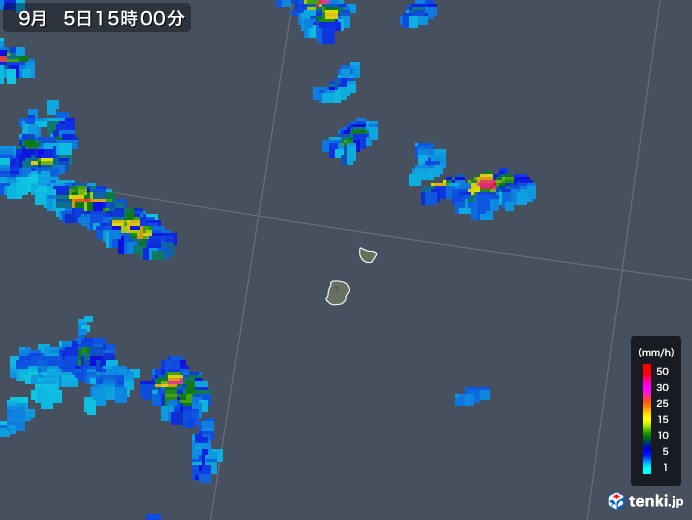 南大東島(沖縄県)の雨雲レーダー(2019年09月05日)