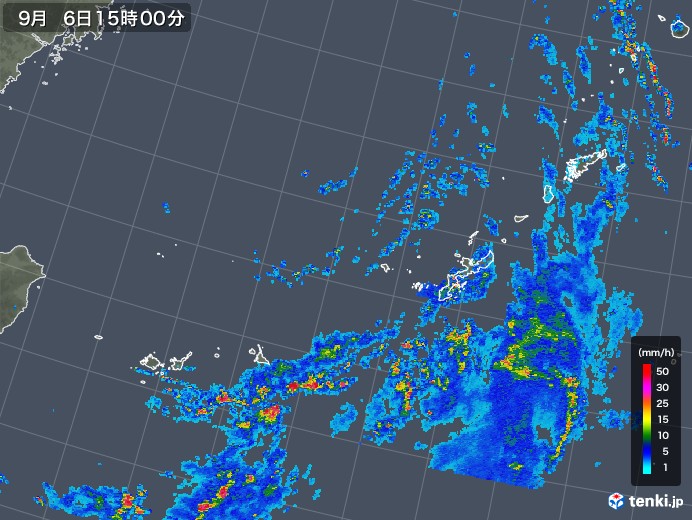 沖縄地方の雨雲レーダー(2019年09月06日)