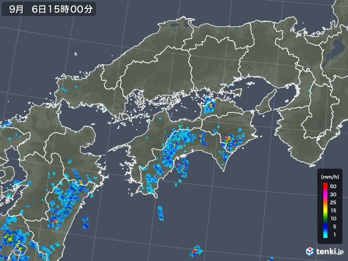 四国地方の雨雲レーダー(2019年09月06日)