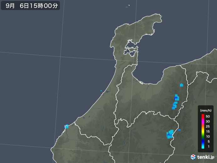 石川県の雨雲レーダー(2019年09月06日)