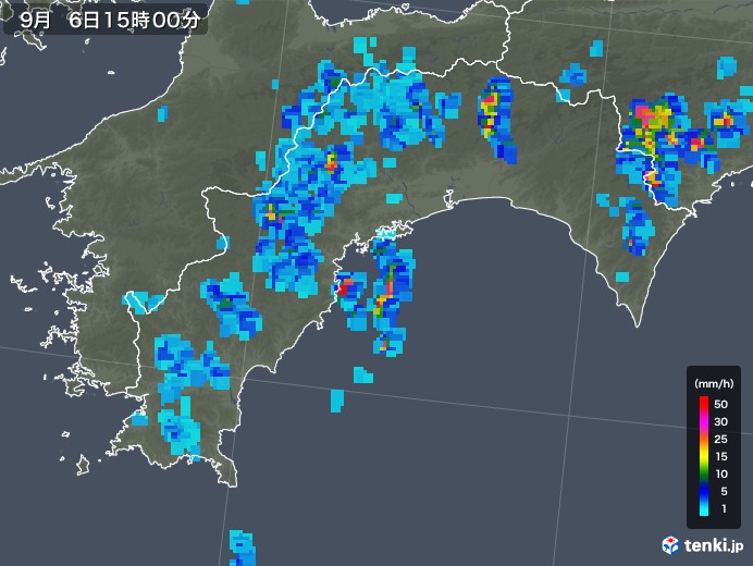 高知県の雨雲レーダー(2019年09月06日)