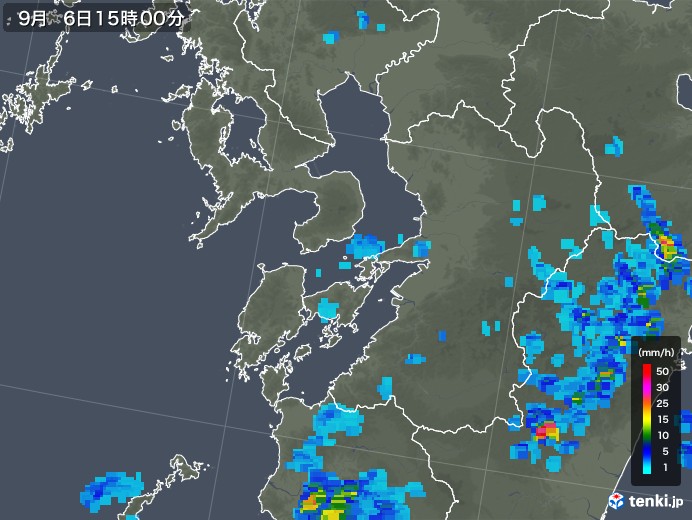 熊本県の雨雲レーダー(2019年09月06日)