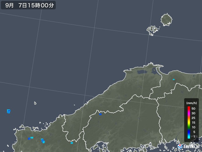 島根県の雨雲レーダー(2019年09月07日)