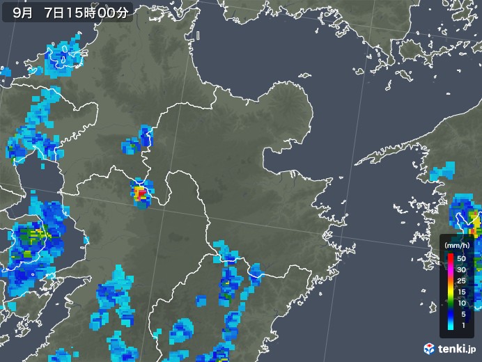 大分県の雨雲レーダー(2019年09月07日)