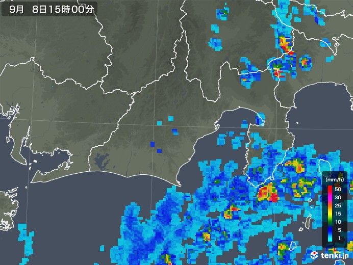 静岡県の雨雲レーダー(2019年09月08日)