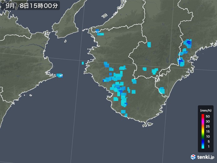 和歌山県の雨雲レーダー(2019年09月08日)