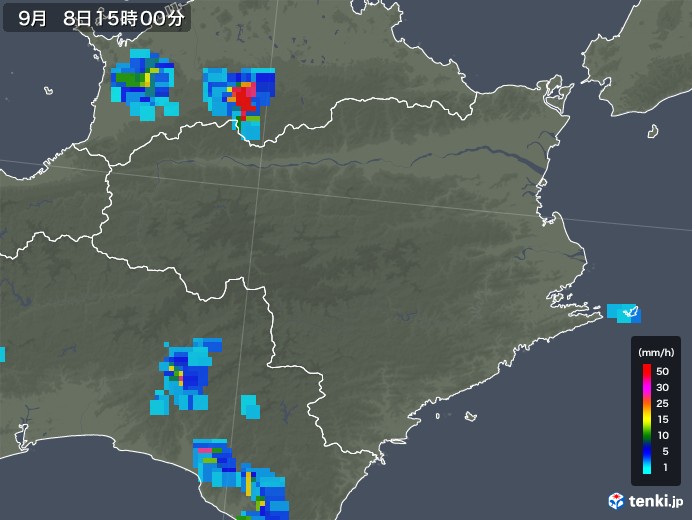 徳島県の雨雲レーダー(2019年09月08日)
