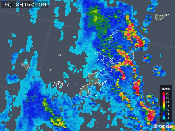 沖縄県の雨雲レーダー(2019年09月08日)