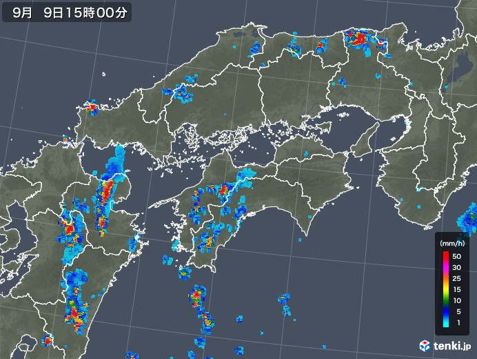 四国地方の雨雲レーダー(2019年09月09日)