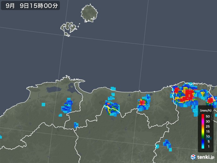 鳥取県の雨雲レーダー(2019年09月09日)