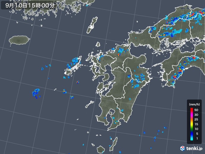 九州地方の雨雲レーダー(2019年09月10日)