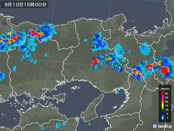 兵庫県の雨雲レーダー(2019年09月10日)