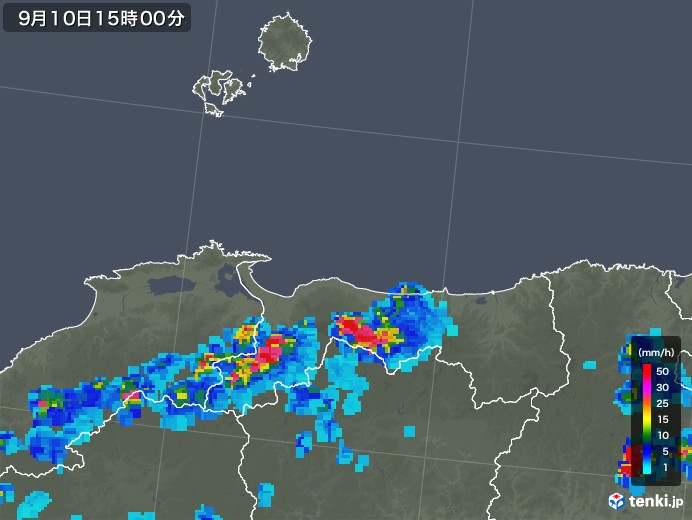 鳥取県の雨雲レーダー(2019年09月10日)