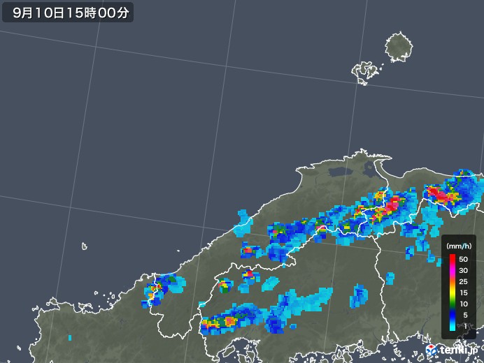 島根県の雨雲レーダー(2019年09月10日)