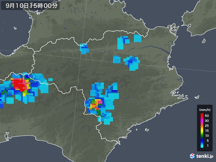 徳島県の雨雲レーダー(2019年09月10日)