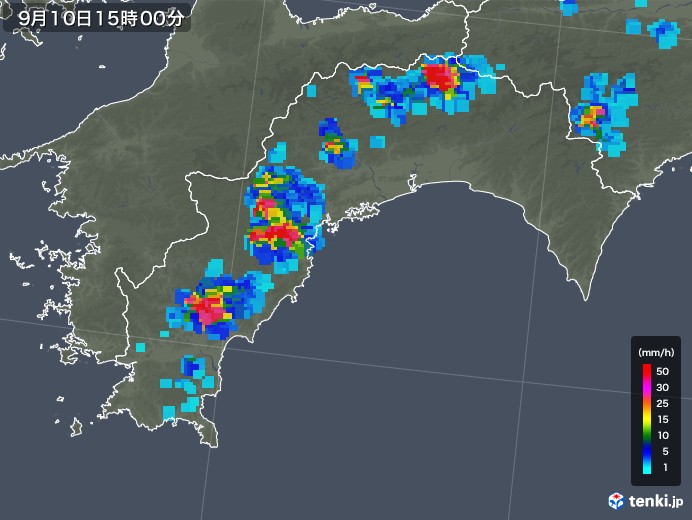 高知県の雨雲レーダー(2019年09月10日)