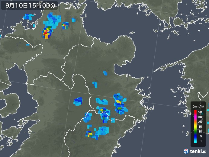 大分県の雨雲レーダー(2019年09月10日)