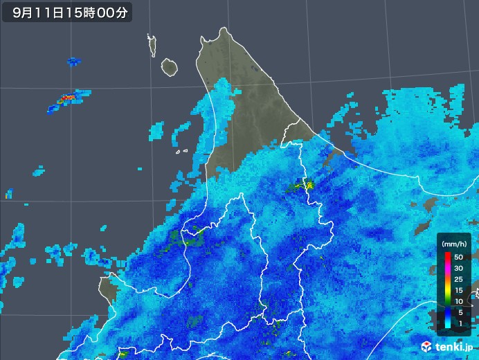 道北の雨雲レーダー(2019年09月11日)